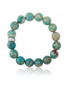 Bracelet Pierres 12 mm Jaspe de mer turquoise