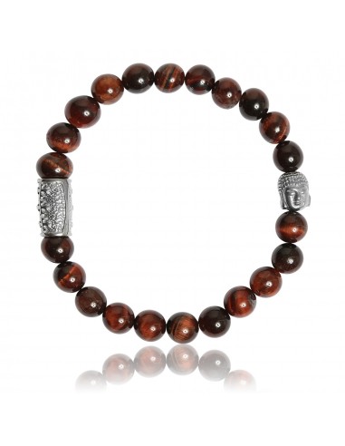 Bracelet Oeil de Tigre Rouge et Bouddha