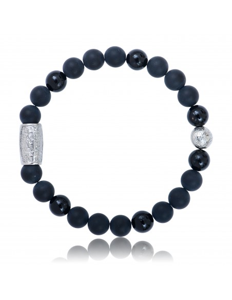 Bracelet Black Onyx / Black Agate / Prosperity symbol