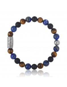Bracelet Mat Black Onyx / Lapis Lazuli / Tiger Eye