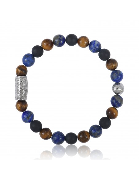 Bracelet Mat Black Onyx / Lapis Lazuli / Tiger Eye