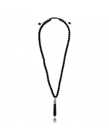 Collier Onyx Noir Mat / Agate Noire / Pendentif Agate Noire 8mm