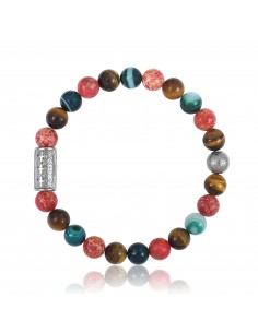 Bracelet Red Sea Jasper / Green Agate / Tiger Eye and Prosperity