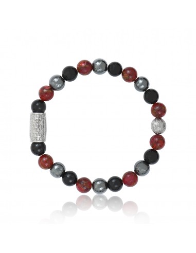 Bracelet Black Agate / Red Jasper / Hematite and Prosperity