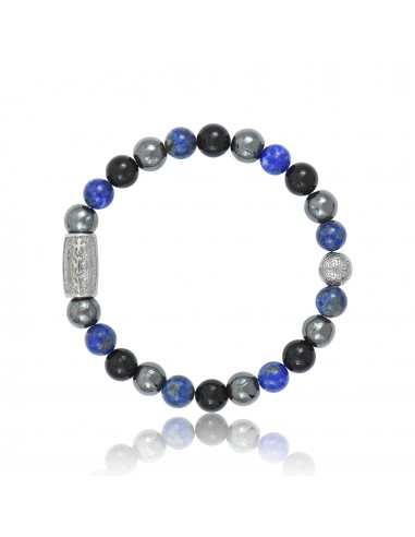 Bracelet Lapis Lazuli / Black Agate / Hematite and Prosperity