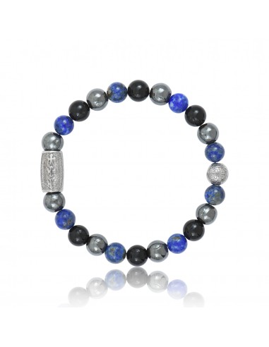 Bracelet Lapis Lazuli / Black Agate / Hematite and Prosperity