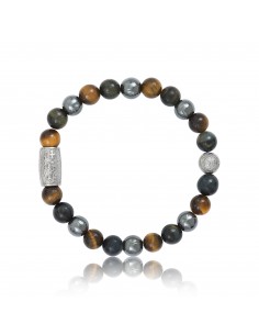 Bracelet Tiger Eye / Blue Tiger Eye / Hematite and Prosperity