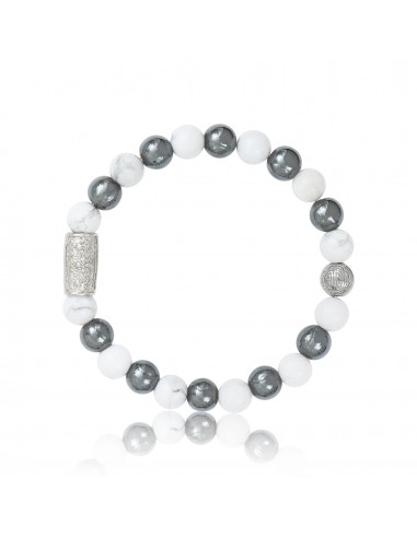 Bracelet White Howlite / Hematite and Prosperity