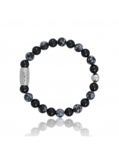 Bracelet Black Agate / Snowflake Obsidian / Prosperity