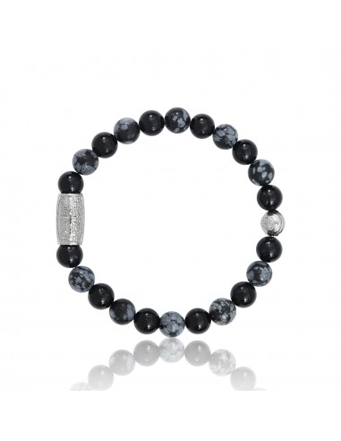 Bracelet Black Agate / Snowflake Obsidian / Prosperity