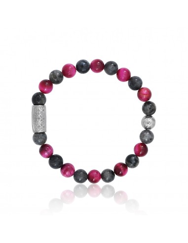 Bracelet Grey Larvikite / Pink Tiger Eye / Prosperity