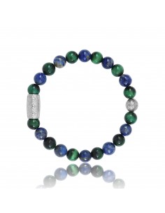 Bracelet Lapis Lazuli / Green Tiger Eye and Prosperity