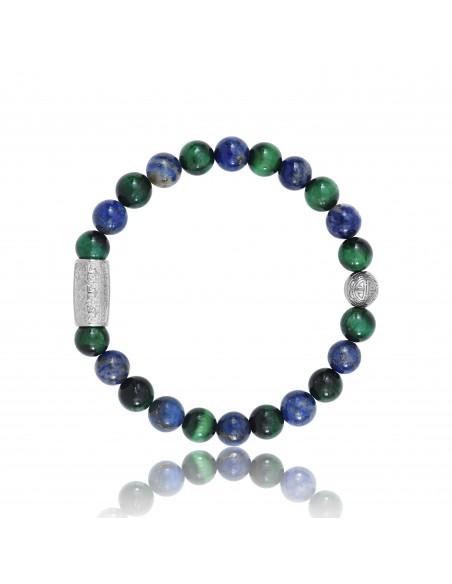 Bracelet Lapis Lazuli / Green Tiger Eye and Prosperity