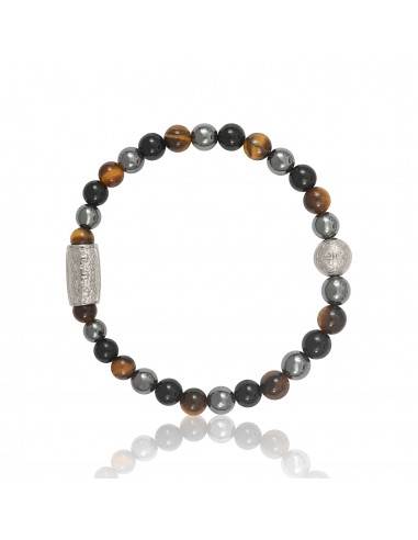 Bracelet 6 mm Black Agate / Hematite / Tiger Eye