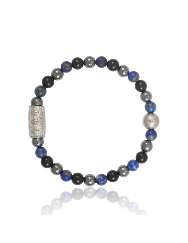 Bracelet 6 mm Hematite / Lapis Lazuli / Black Agate