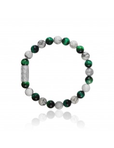 Bracelet  Howlite / Oeil de Tigre Vert et Prospérité