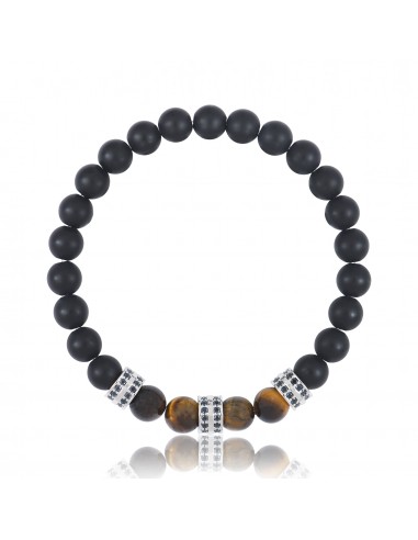 Bracelet Onyx Noir et Oeil de Tigre