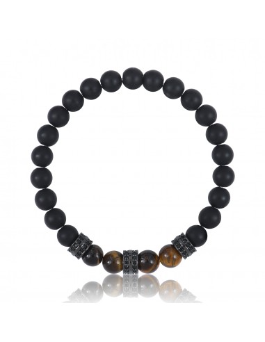 Bracelet Onyx Noir et Oeil de Tigre