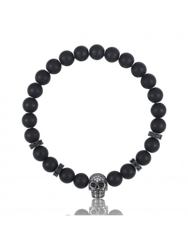 Bracelet Onyx Noir et Skull