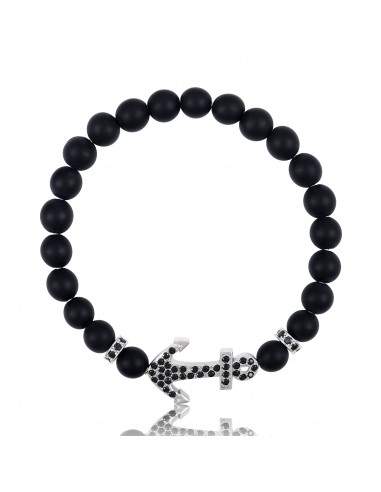 Bracelet Onyx Noir Ancre