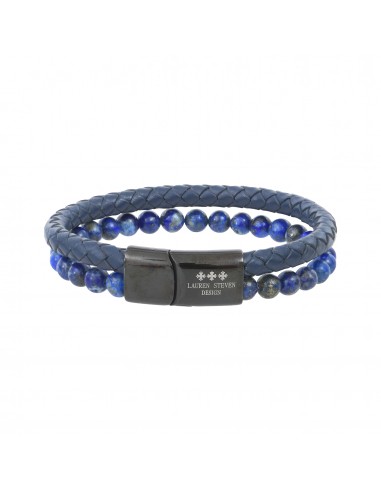 Bracelet Cuir Tressé et pierres Lapis Lazuli