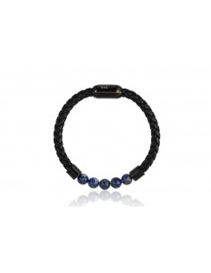 Bracelet Cuir Tressé et pierres Jaspe de Mer 8mm